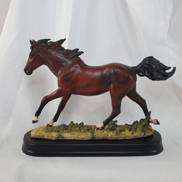 Other - Equestrian Galloping Dark Brown Horse on Wild Pastures Statue 9.25" Long